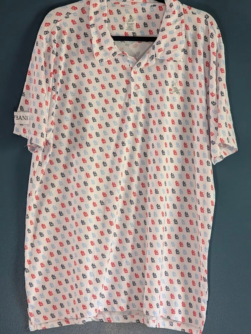 St Louis Cardinals Polo Mens XL White Shirt MLB Golf Performance Short Sleeve